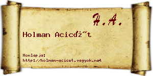 Holman Acicét névjegykártya